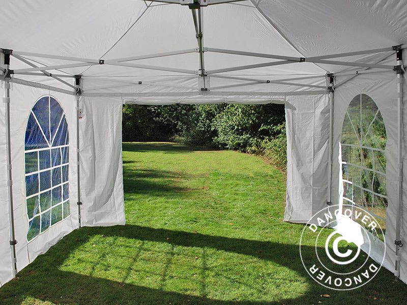 Gazebo pieghevole FleXtents PRO Vintage Style 4x6m Bianco, inclusi 8 fianchi