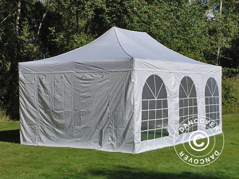 Gazebo pieghevole FleXtents PRO Vintage Style 4x6m Bianco, inclusi 8 fianchi