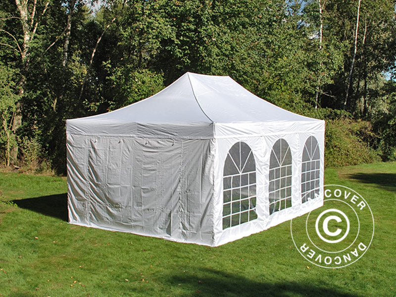 Gazebo pieghevole FleXtents PRO Vintage Style 4x6m Bianco, inclusi 8 fianchi