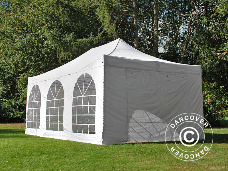 Gazebo pieghevole FleXtents PRO Vintage Style 4x6m Bianco, inclusi 8 fianchi