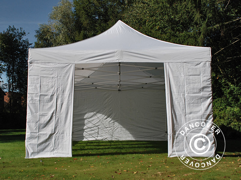 Faltzelt FleXtents Xtreme 50 Vintage Style 4x8m Weiß, mit 6 Seitenwänden