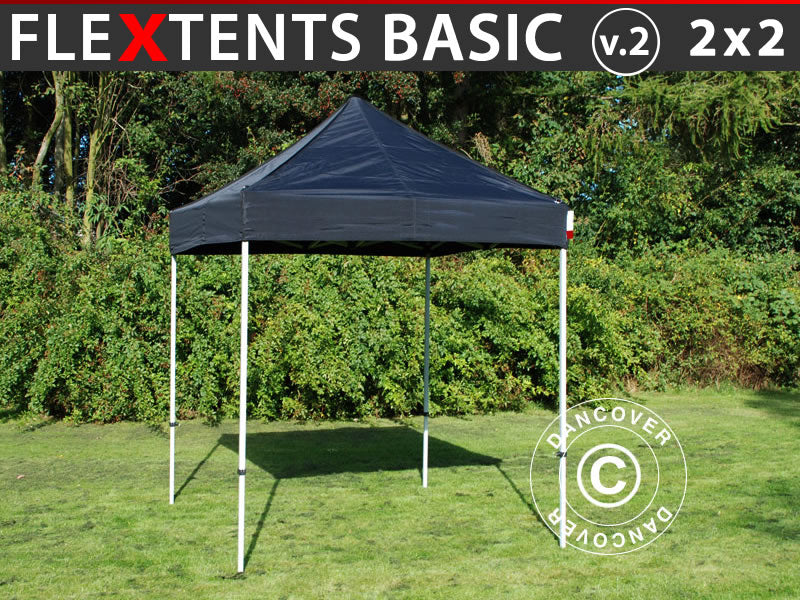 Gazebo pieghevole FleXtents Basic v.2, 2x2m Nero