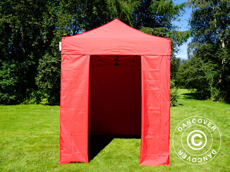 Tente pliante FleXtents Basic v.2, 2x2m Rouge, avec 4 cotés