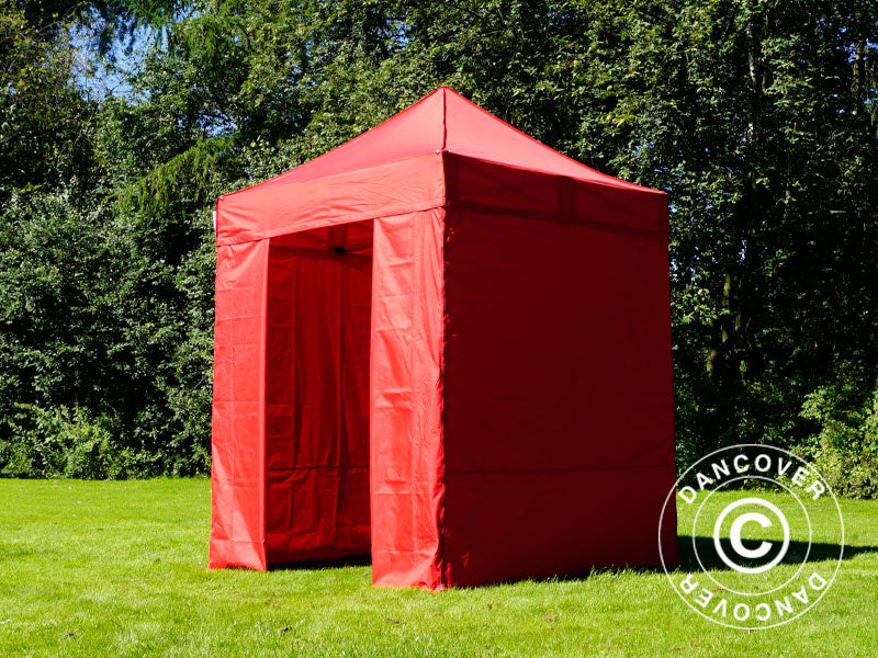 Tente pliante FleXtents Basic v.2, 2x2m Rouge, avec 4 cotés