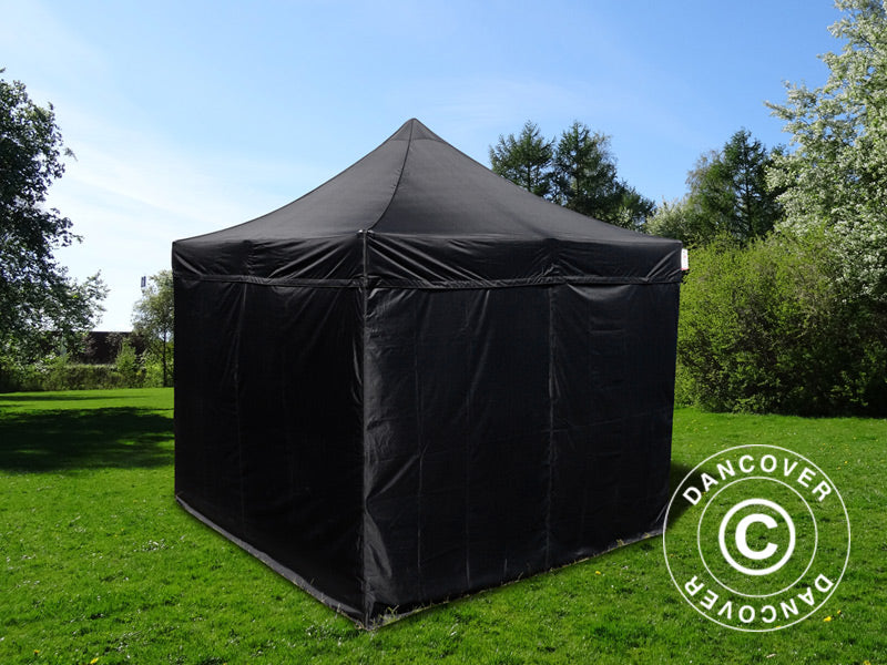Tente pliante FleXtents Basic v.3, 3x3m Noir, avec 4 cotés
