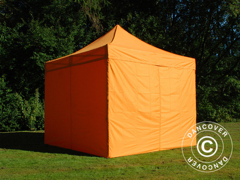 Faltzelt FleXtents PRO Steel 3x3m Orange, mit 4 Seitenwänden