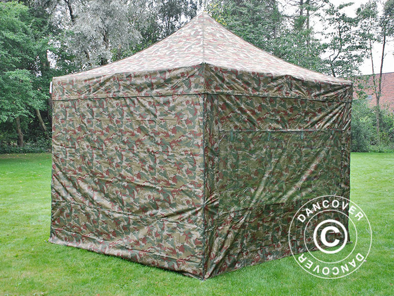 Gazebo pieghevole FleXtents PRO Steel 3x3m Camouflage, inclusi 4 fianchi