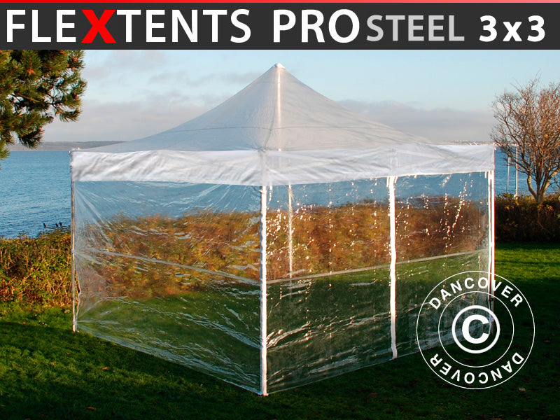 Flext. Pro Steel 3x3m Clear PVC Top+Fra+SWK YU+GL