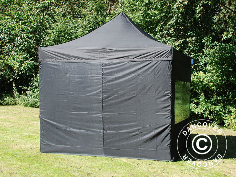 Faltzelt FleXtents PRO Steel 3x3m Schwarz, mit 4 Seitenwänden