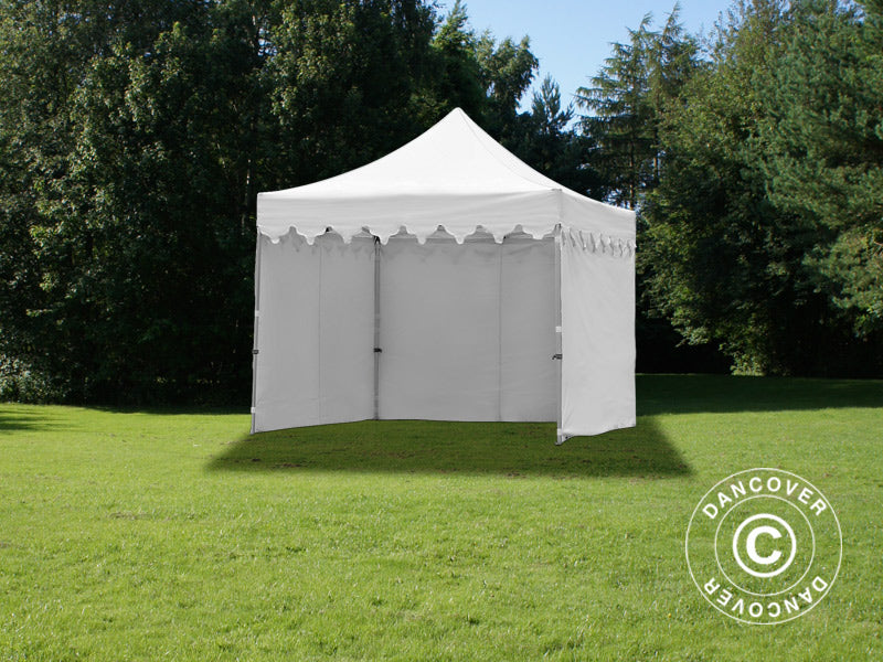 Gazebo pieghevole FleXtents PRO Steel "Morocco" 3x3m Bianco, incl. 4 fianchi