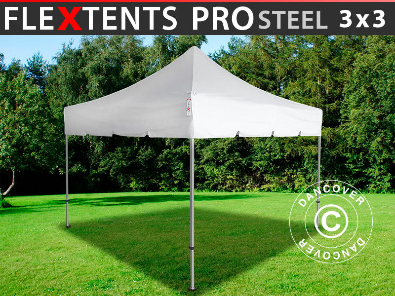 Flext. Pro Steel 3x3m White Peaked Top+Frame YU+GL