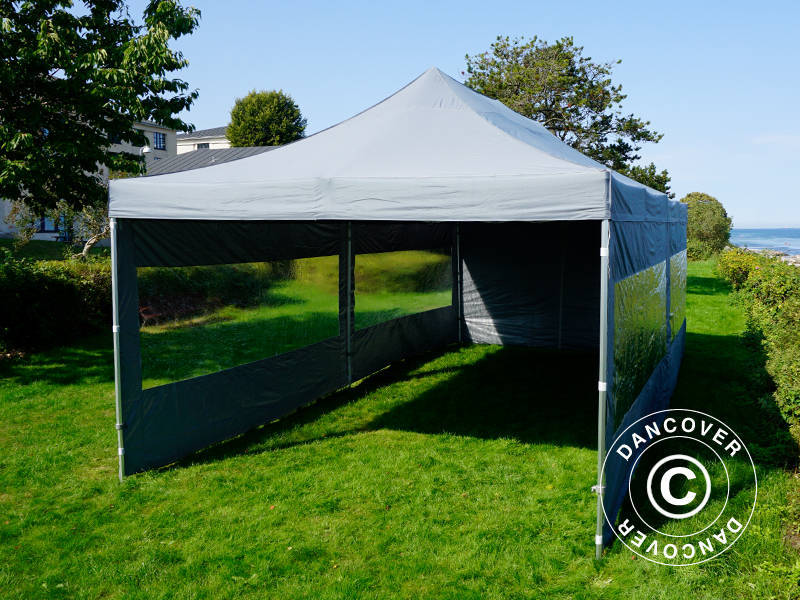 Gazebo pieghevole FleXtents PRO Steel 4x8m Grigio, inclusi 6 fianchi