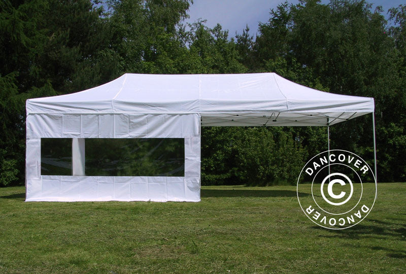 Gazebo pieghevole FleXtents PRO Steel 4x8m Bianco, Ignifugo, inclusi 6 fianchi