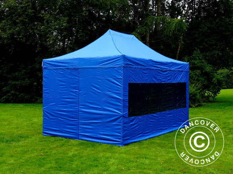 Tente pliante FleXtents PRO Steel 3x4,5m, Bleu, avec 4 cotés