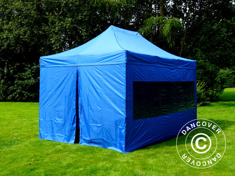 Tente pliante FleXtents PRO Steel 3x4,5m, Bleu, avec 4 cotés