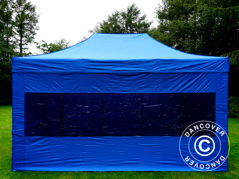 Tente pliante FleXtents PRO Steel 3x4,5m, Bleu, avec 4 cotés