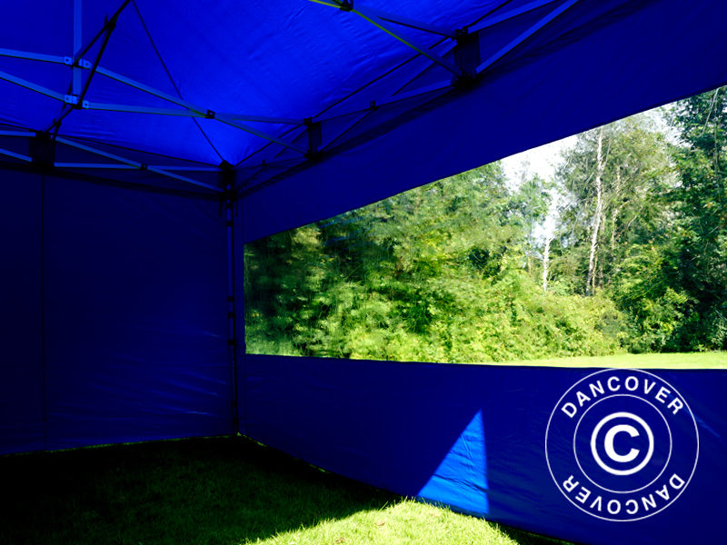 Faltzelt FleXtents PRO Steel 3x4,5m, Blau, mit 4 Seitenwänden