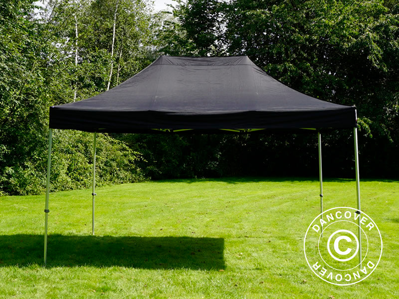 Faltzelt FleXtents PRO Steel 3x4,5m, Schwarz, mit 4 Seitenwänden