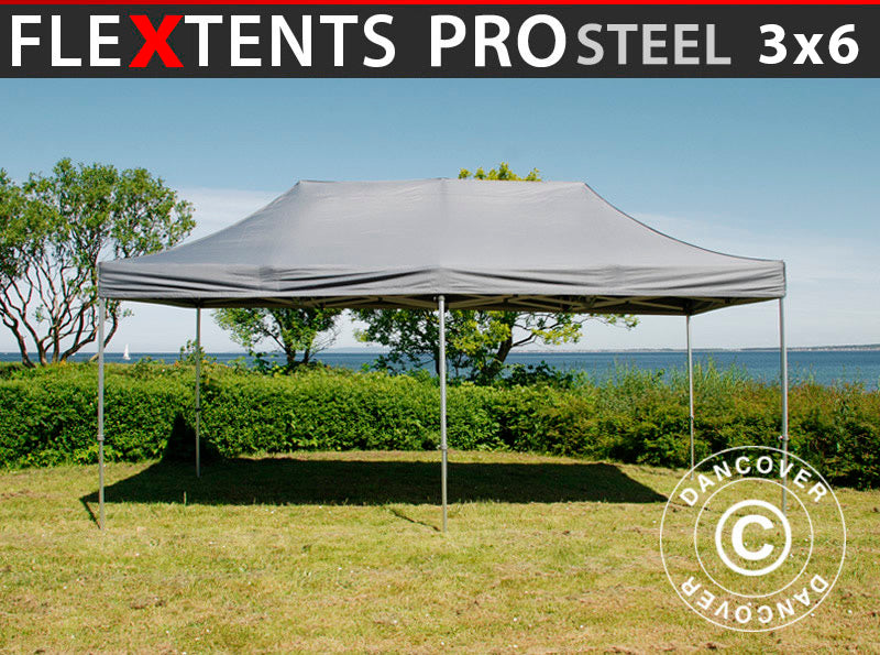 Faltzelt FleXtents PRO Steel 3x6m Grau