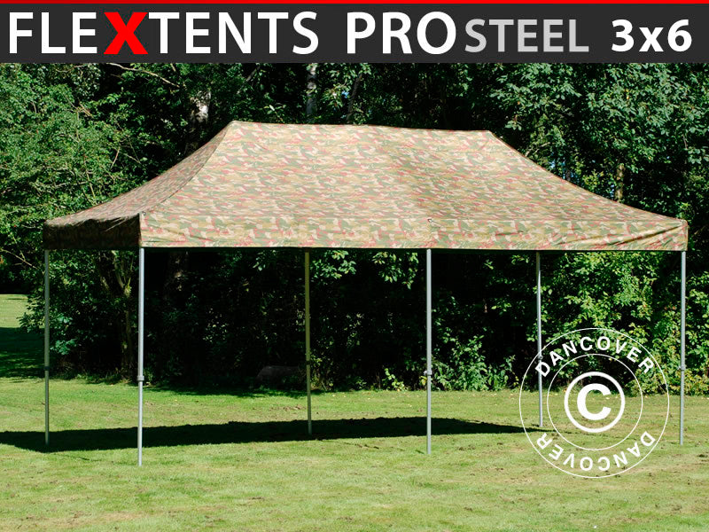 Gazebo pieghevole FleXtents PRO Steel 3x6m Camouflage