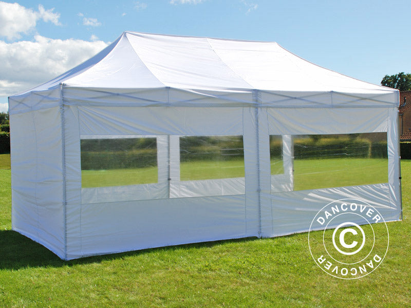 Gazebo pieghevole FleXtents PRO Steel 3x6m Bianco, inclusi 6 fianchi