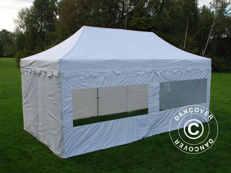 Gazebo pieghevole FleXtents PRO Steel "Morocco" 3x6m Bianco, incl. 6 fianchi