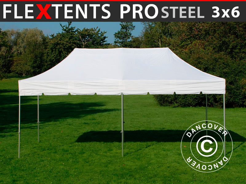 Gazebo pieghevole FleXtents PRO Steel "Peaked" 3x6m Bianco