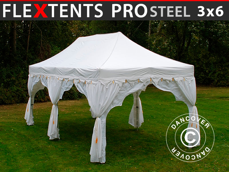 Gazebo pieghevole FleXtents PRO Steel "Raj" 3x6m Bianco/Oro