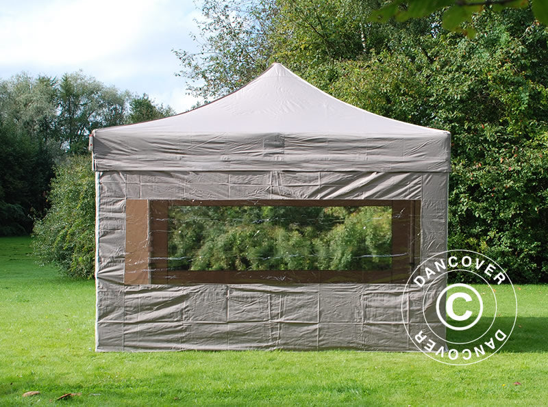 Tente pliante FleXtents PRO Steel 4x4m Latte, avec 4 cotés
