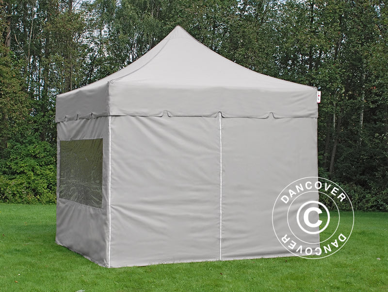 Gazebo pieghevole FleXtents PRO Steel "Peaked" 4x4m Latte, incl. 4 fianchi