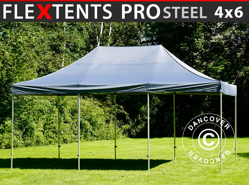 Tente pliante FleXtents PRO Steel 4x6m Gris