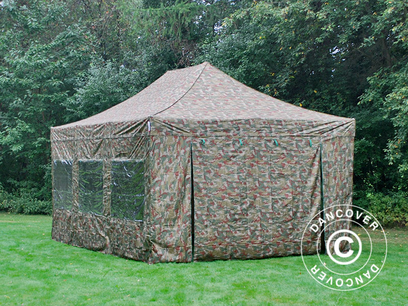 Tente Pliante FleXtents PRO Steel 4x6m Camouflage, avec 8 cotés