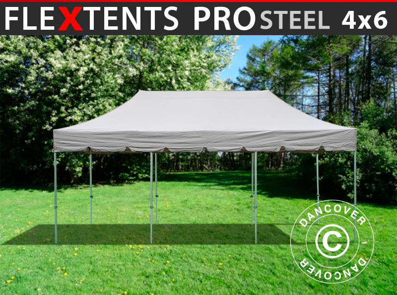 Tente pliante FleXtents PRO Steel "Peaked" 4x6m Latte