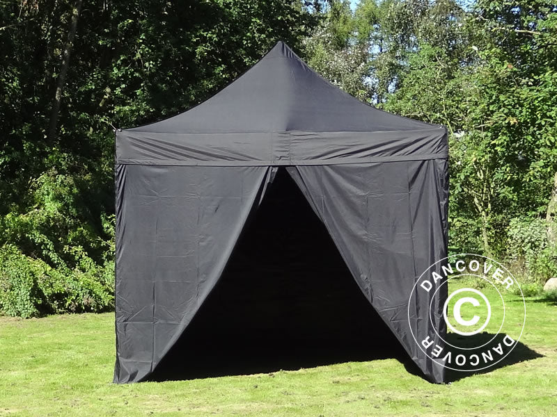 Tente pliante FleXtents PRO Steel 3x3m Noir, avec 4 cotés