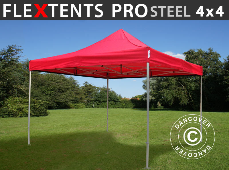 Faltzelt FleXtents PRO Steel 4x4m Rot