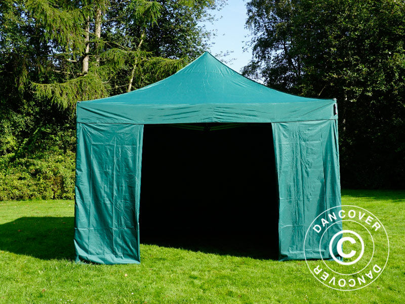 Gazebo pieghevole FleXtents PRO Steel 4x4m Verde, inclusi 4 fianchi