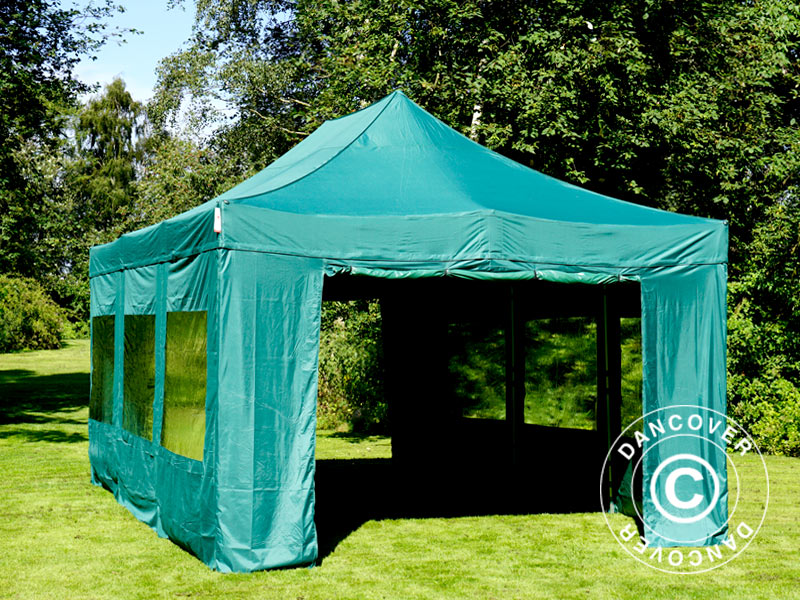 Gazebo pieghevole FleXtents PRO Steel 4x6m Verde, inclusi 8 fianchi