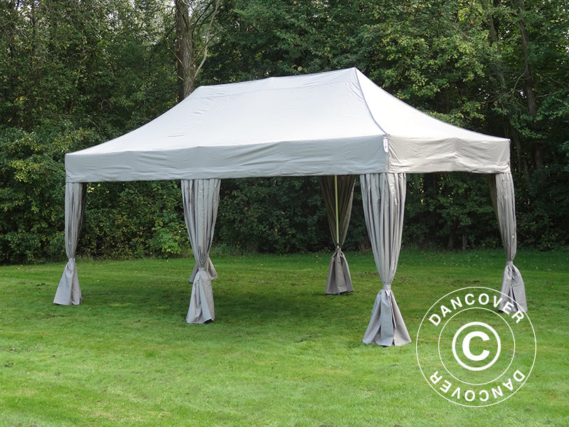 Gazebo pieghevole FleXtents PRO Steel 3x6m Latte, incl. 6 tendaggi decorativi
