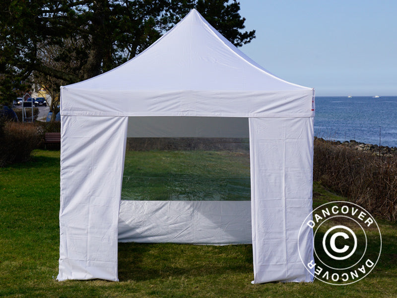Gazebo pieghevole FleXtents Steel 3x3m Bianco, inclusi 4 fianchi