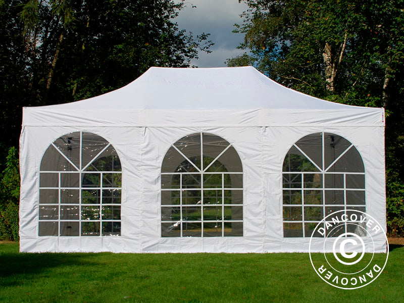 Tente pliante FleXtents Steel 3x4,5m, Blanc, avec 4 cotés