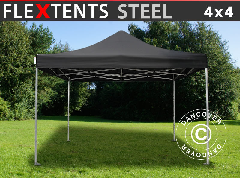 Tente pliante FleXtents Steel 4x4m Noir