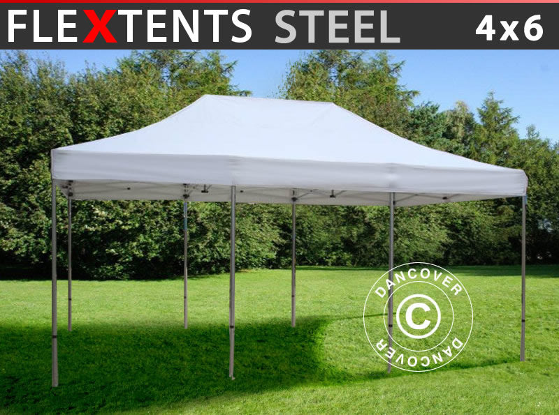 Faltzelt FleXtents Steel 4x6m Weiß
