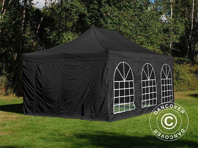 Gazebo pieghevole FleXtents Steel 4x6m Nero, incl. 4 fianchi