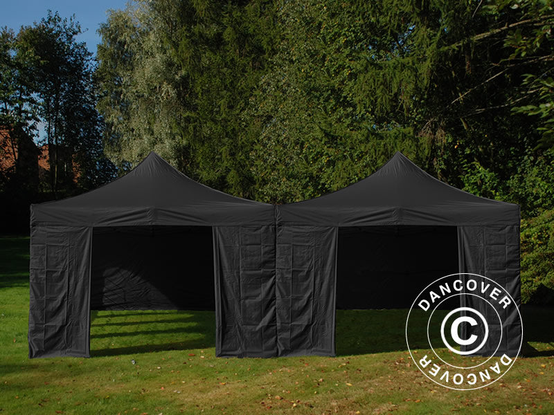 Gazebo pieghevole FleXtents Steel 6x6m Nero, incl. 8 pareti laterali