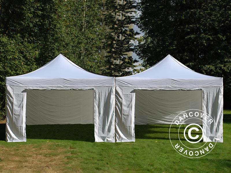 Gazebo pieghevole FleXtents Steel 8x6m Bianco, incl. 8 pareti laterali