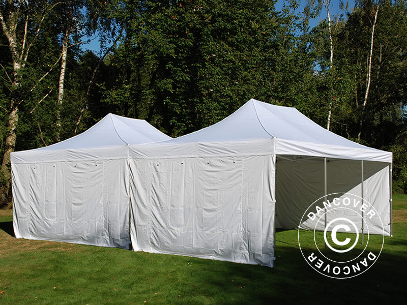 Gazebo pieghevole FleXtents Steel 8x6m Bianco, incl. 8 pareti laterali