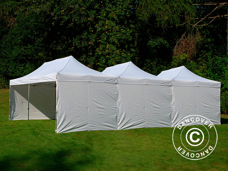Faltzelt FleXtents® Steel 12x8m Weiß, inkl. 8 Seitenwände