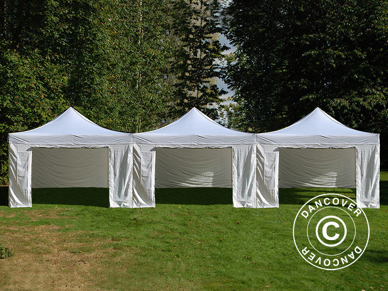 Gazebo pieghevole FleXtents® Steel 12x8m Bianco, incl. 8 pareti laterali
