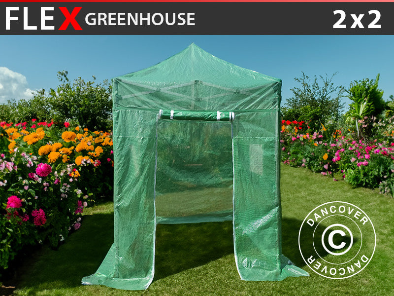 Serre FleX 2x2m, PE, Transparent/Vert