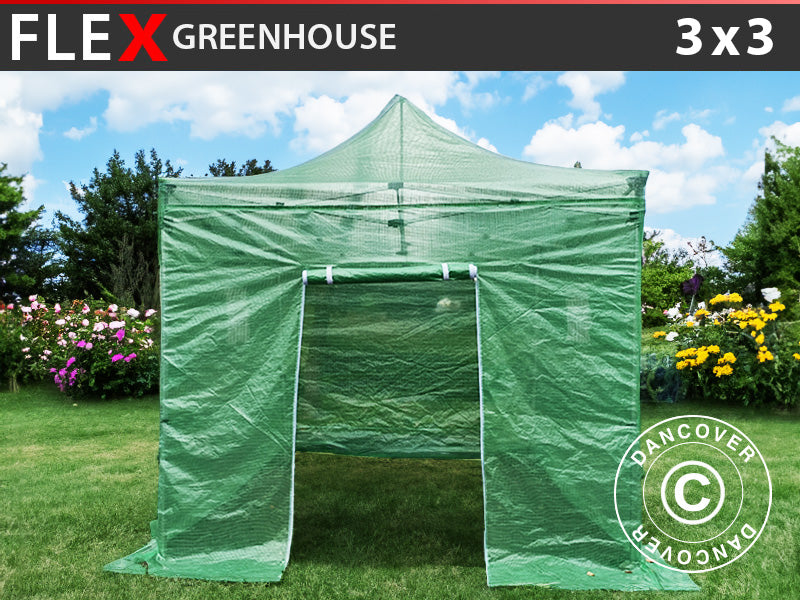 Serre FleX 3x3m, PE, Transparent/Vert